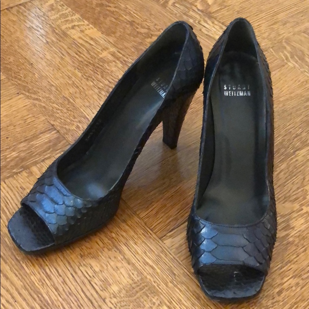 Stuart Weitzman Python Open Toe Heels - image 1
